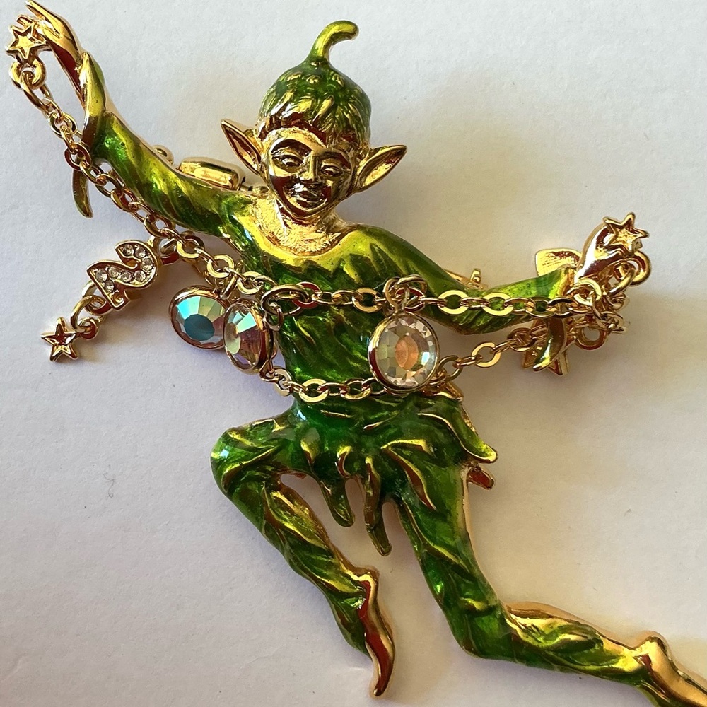 Vintage 2000 Millennium Cheeky Kirk’s Folly Fairland Green Goblin/ Elf Brooch